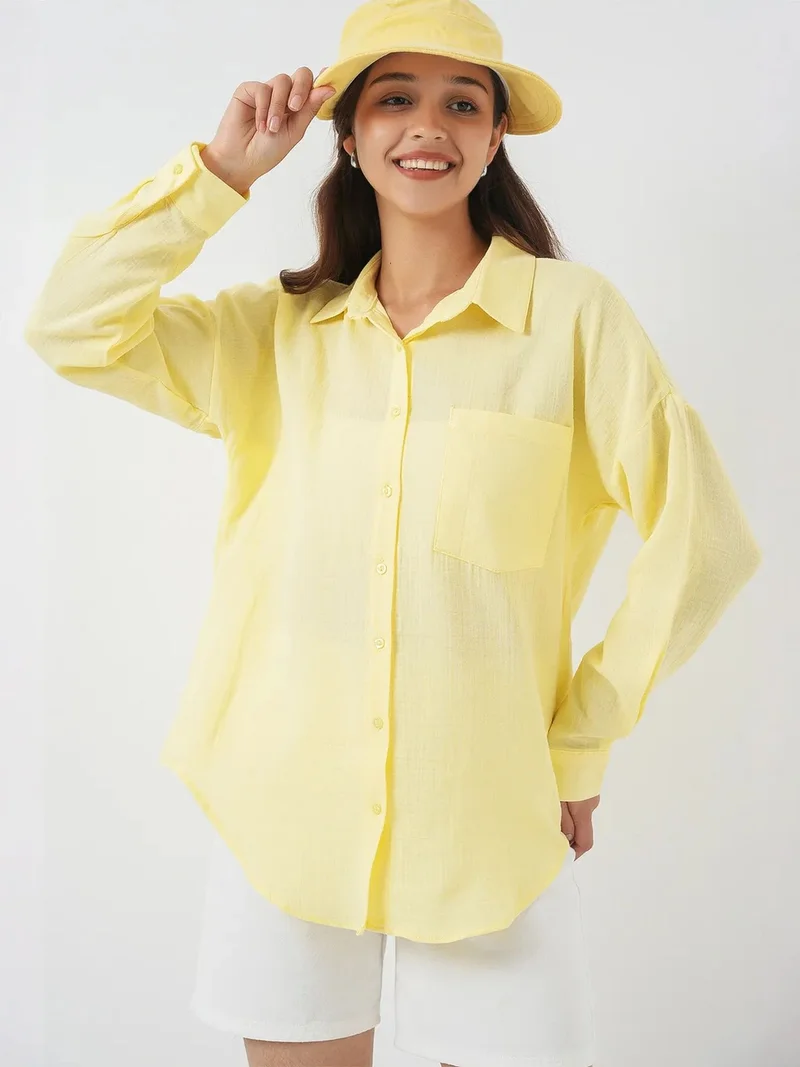 BDART Linen Blended Shirt with Button Closure